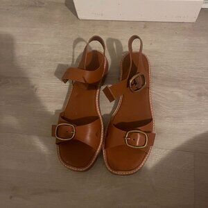 Everlane Twin Buckle Sandals in Brown Sugar